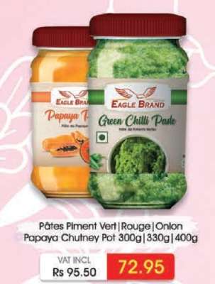Eagle Brand Pâtes Piment Vert|Rouge|Onion Papaya Chutney Pot