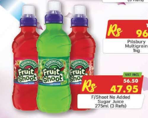 F/Shoot No Added Sugar Juice 275ml (3 Refs)