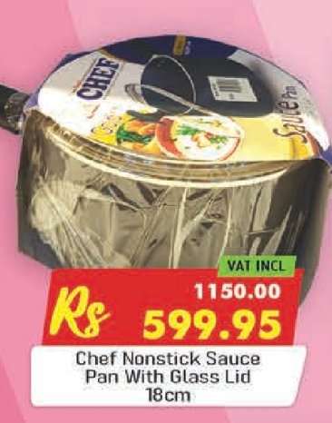 Chef Nonstick Sauce Pan With Glass Lid 18cm