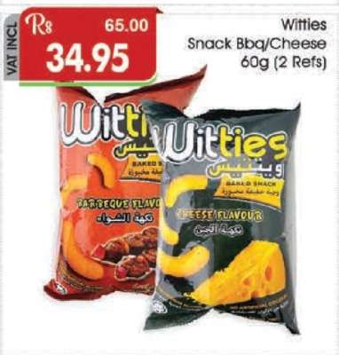 Witties Snack Bbq/Cheese 60g (2 Refs)