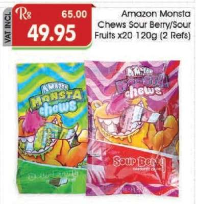 Amazon Monsta Chews Sour Berry/Sour Fruits x20 120g (2 Refs)