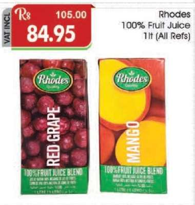 Rhodes 100% Fruit Juice 1lt (All Refs)