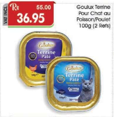 Goulux Terrine Pour Chat au Poisson/Poulet 100g (2 Refs)