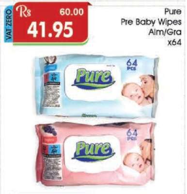Pure Pre Baby Wipes Alm/Gra x64