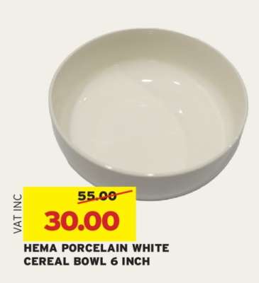 HEMA PORCELAIN WHITE CEREAL BOWL 6 INCH