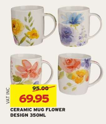 CERAMIC MUG FLOWER DESIGN 350ML