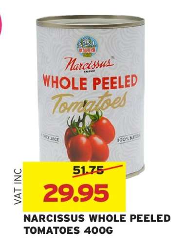 NARCISSUS WHOLE PEELED TOMATOES 400G