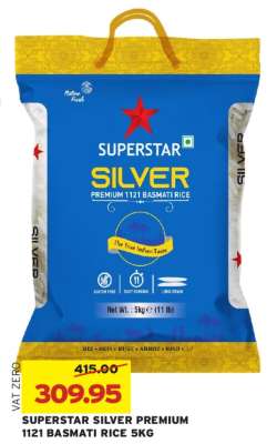 SUPERSTAR SILVER PREMIUM 1121 BASMATI RICE 5KG