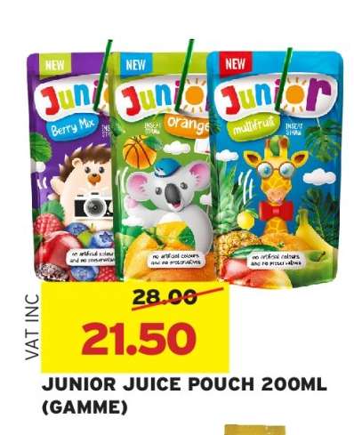 JUNIOR JUICE POUCH 200ML (GAMME)