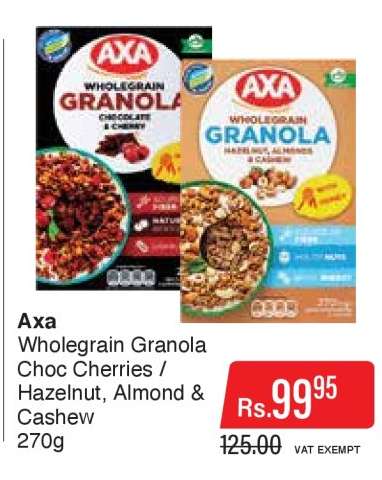 Axa Wholegrain Granola Choc Cherries / Hazelnut, Almond & Cashew