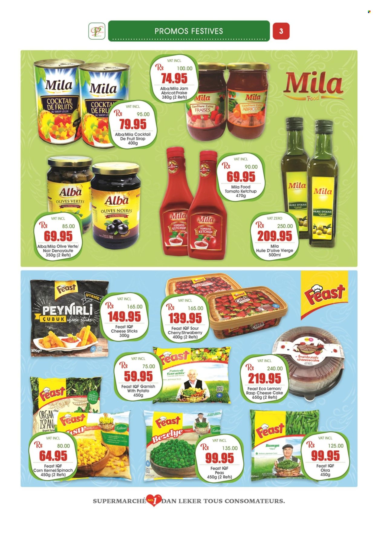 thumbnail - Dreamprice Catalogue - 15.10.2022 - 13.11.2022 - Sales products - cake, cheesecake, corn, peas, okra, cherries, cheese, cheese sticks, fruit jam, ketchup, olives. Page 3.