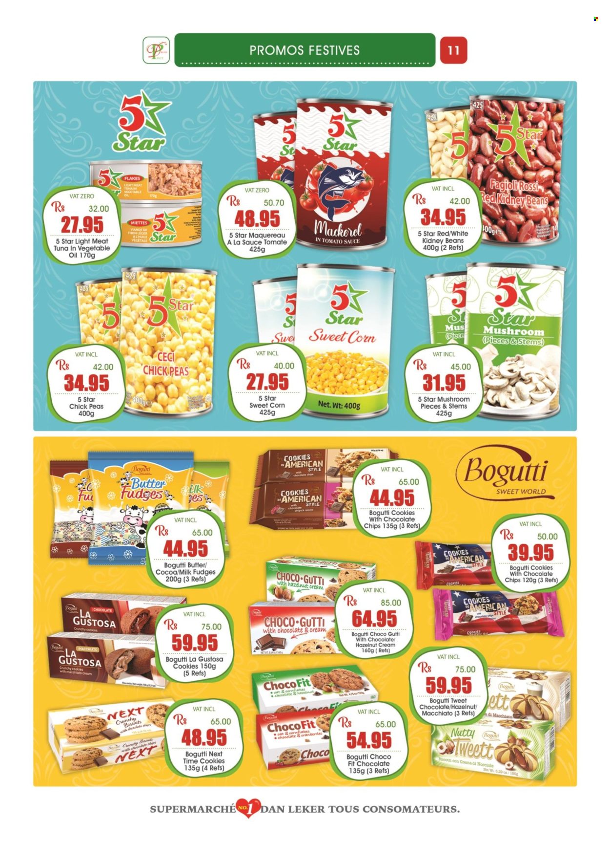 thumbnail - Dreamprice Catalogue - 15.10.2022 - 13.11.2022 - Sales products - mushrooms, beans, corn, peas, sweet corn, mackerel, tuna, milk, butter, biscotti, cookies, biscuit, cocoa, oats, cranberries, kidney beans, corn flakes, oil, dried fruit, raisins. Page 11.