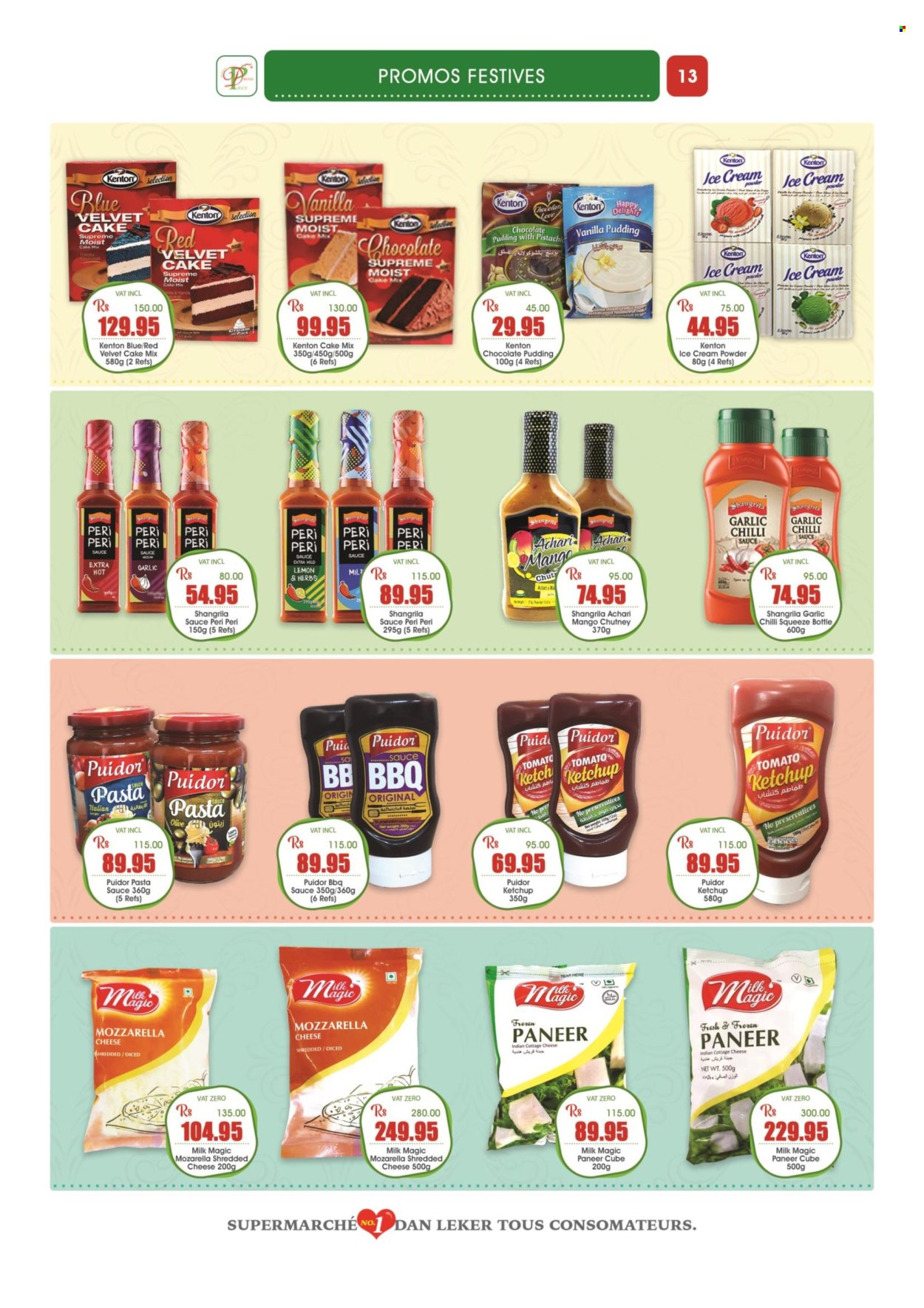 thumbnail - Dreamprice Catalogue - 15.10.2022 - 13.11.2022 - Sales products - cake mix, garlic, pasta sauce, sauce, cottage cheese, shredded cheese, paneer, pudding, chocolate pudding, milk, ice cream, BBQ sauce, chilli sauce, chutney, peri peri sauce, mozzarella, ketchup. Page 13.