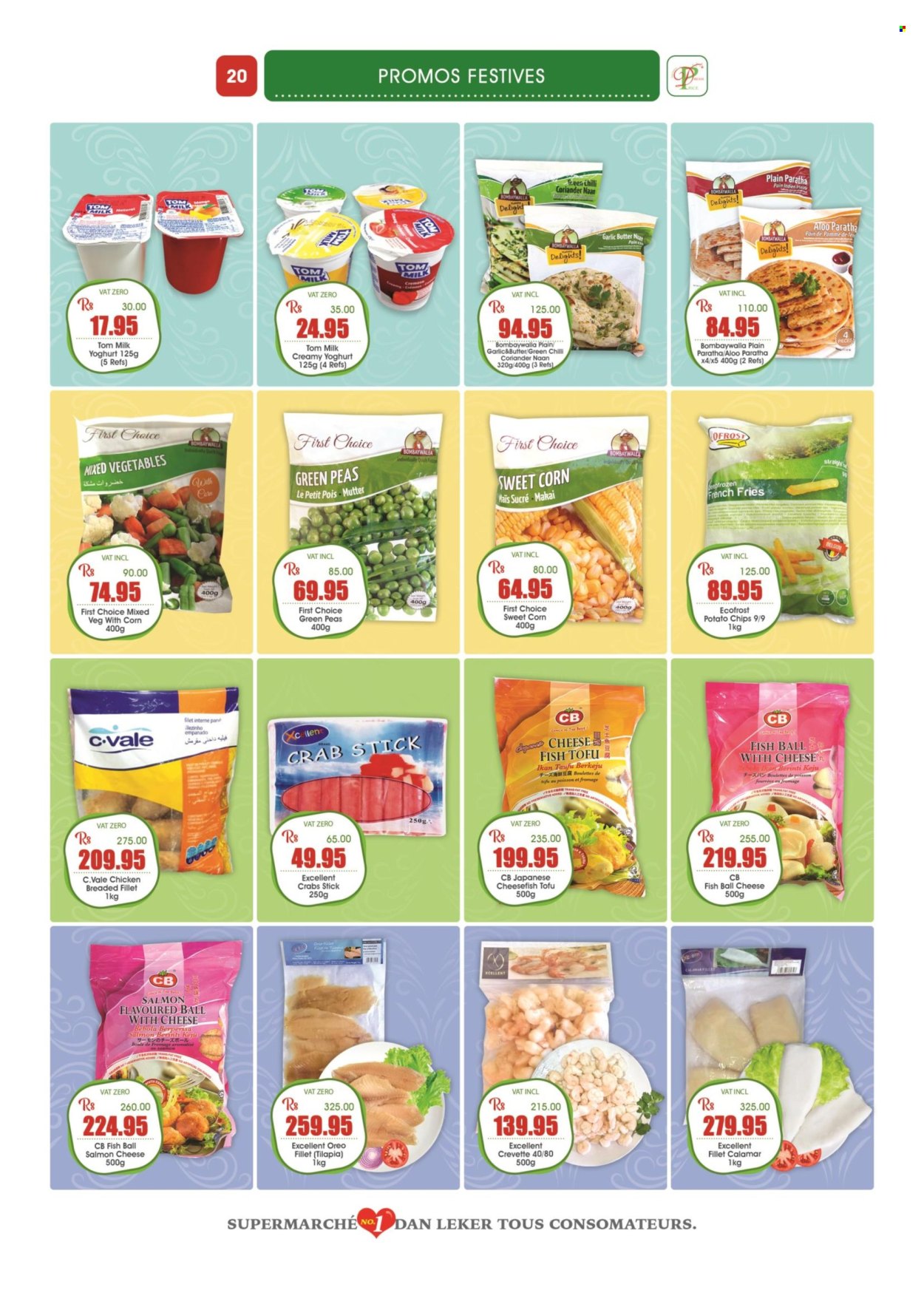 thumbnail - Dreamprice Catalogue - 15.10.2022 - 13.11.2022 - Sales products - corn, peas, sweet corn, salmon, tilapia, crab, cheese, yoghurt, milk, butter, mixed vegetables, potato fries, french fries, potato chips, chips, rice, coriander, Oreo. Page 20.