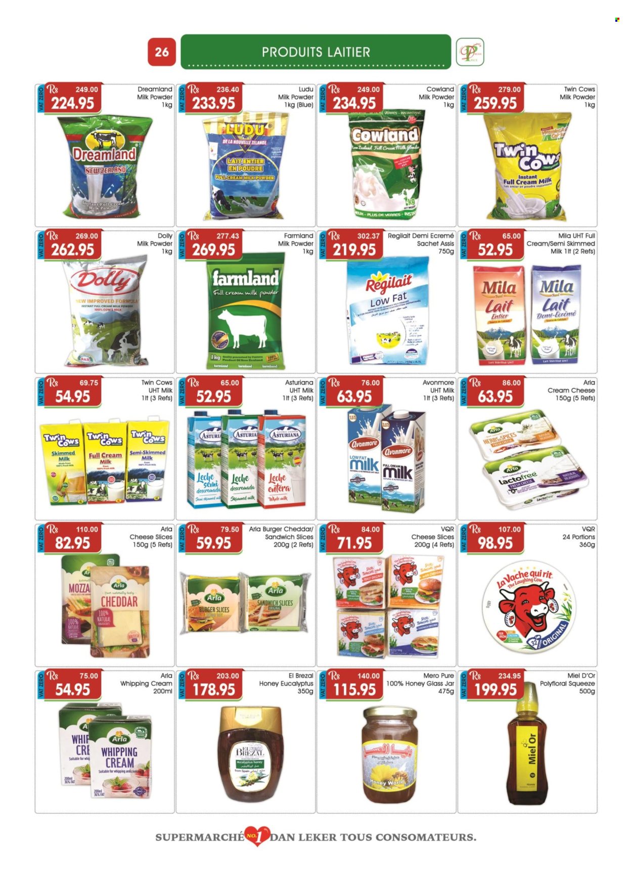 thumbnail - Dreamprice Catalogue - 15.10.2022 - 13.11.2022 - Sales products - sandwich, cream cheese, sandwich slices, sliced cheese, cheddar, cheese, The Laughing Cow, Arla, milk powder, whipping cream, herbs, honey, jar. Page 26.