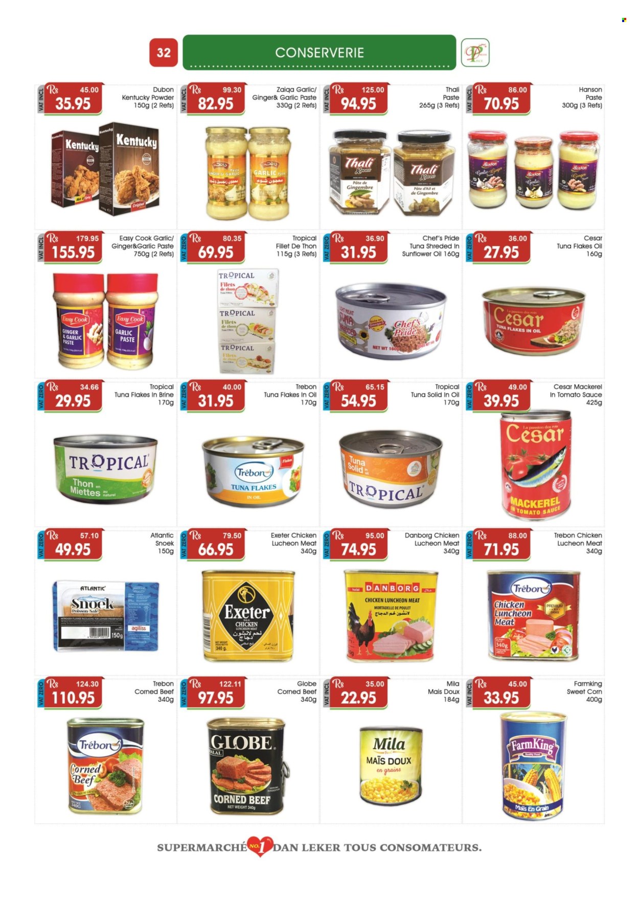 thumbnail - Dreamprice Catalogue - 15.10.2022 - 13.11.2022 - Sales products - corn, sweet corn, mackerel, tuna, lunch meat, corned beef, garlic paste, beef meat, Omega-3. Page 32.