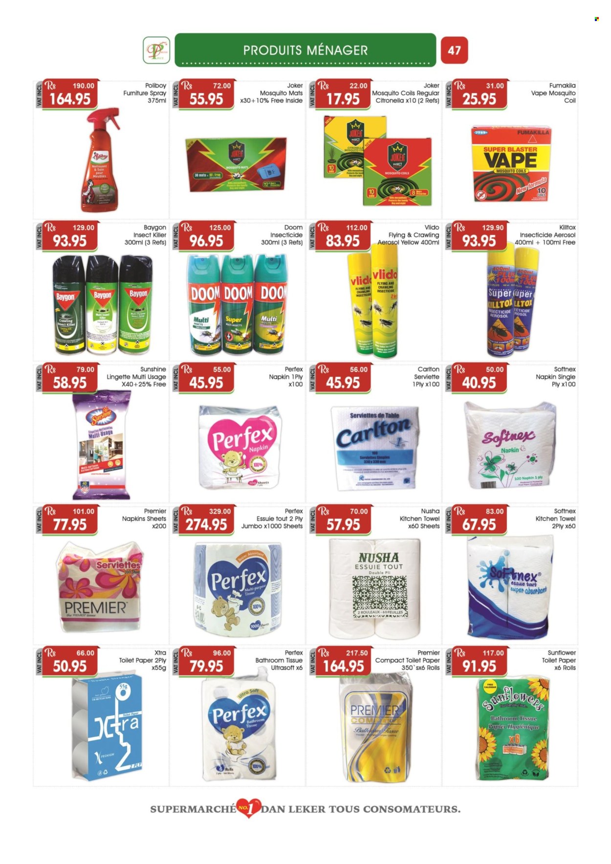 thumbnail - Dreamprice Catalogue - 15.10.2022 - 13.11.2022 - Sales products - Sunshine, napkins, bath tissue, toilet paper, kitchen towels, XTRA, insecticide, insect killer, calendar. Page 47.