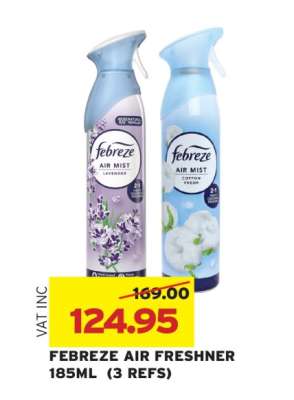 FEBREZE AIR FRESHNER 185ML (3 REFS)