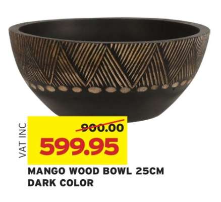MANGO WOOD BOWL 25CM DARK COLOR