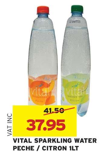 VITAL SPARKLING WATER PECHE/CITRON 1LT
