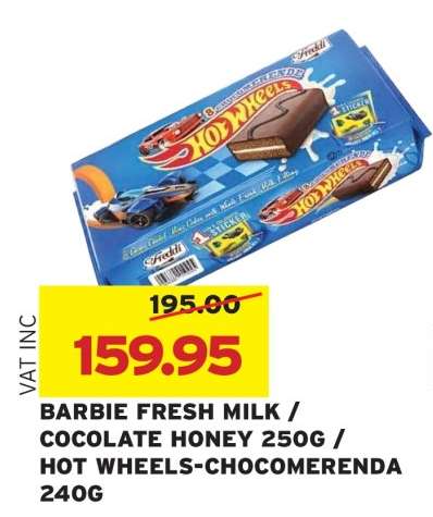 BARBIE FRESH MILK / COCOLATE HONEY 250G / HOT WHEELS-CHOCOMERENDA 240G