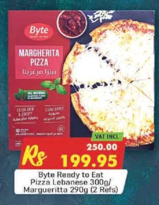 Byte Ready to Eat Pizza Lebanese 300g/ Margherita 290g (2 Refs)