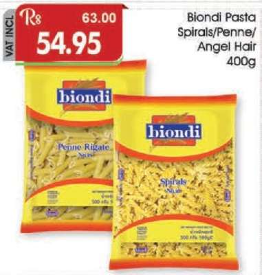 Biondi Pasta Spirals/Penne/Angel Hair 400g