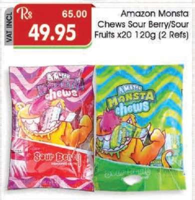 Amazon Monsta Chews Sour Berry/Sour Fruits x20 120g (2 Refs)