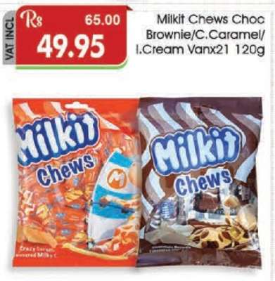 Milkit Chews Choc Brownie/C.Caramel/I.Cream Vanx21 120g
