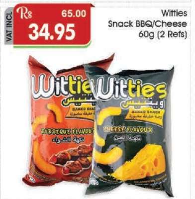 Witties Snack Bbq/Cheese 60g (2 Refs)