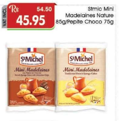 Stmic Mini Madelaines Nature 85g/Pepite Choco 75g