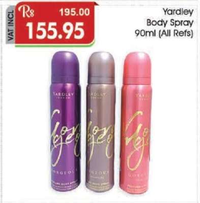 Yardley Body Spray 90ml (All Refs)
