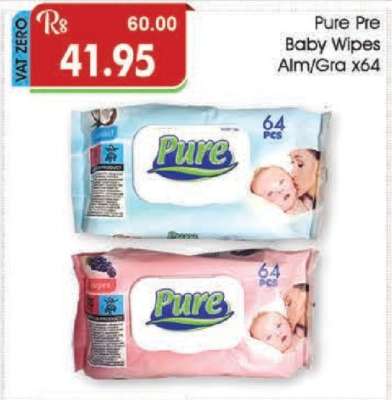 Pure Pre Baby Wipes Alm/Gra x64