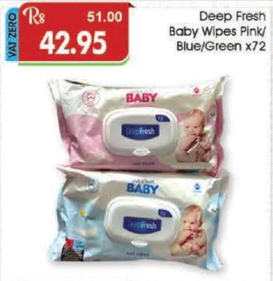 Deep Fresh Baby Wipes Pink/Blue/Green x72