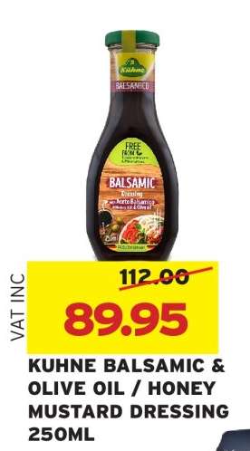 KUHNE BALSAMIC & OLIVE OIL / HONEY MUSTARD DRESSING 250ML