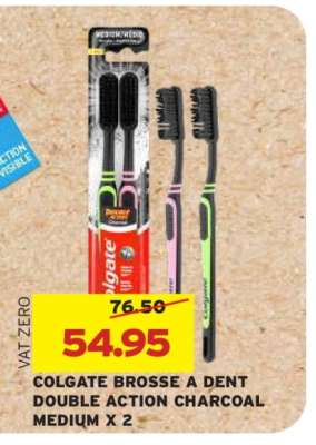 COLGATE BROSSE A DENT DOUBLE ACTION CHARCOAL MEDIUM X 2