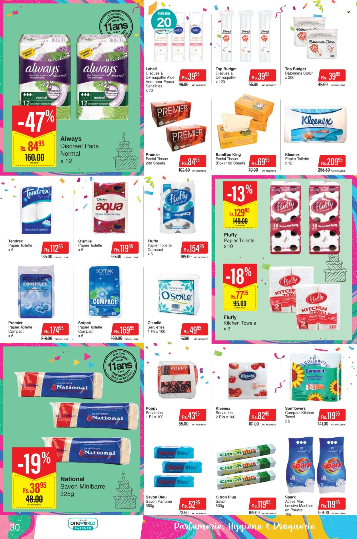 thumbnail - Intermart Catalogue - 21.10.2022 - 7.11.2022 - Sales products - Kleenex, tissues, kitchen towels, sanitary pads, Always Discreet. Page 30.