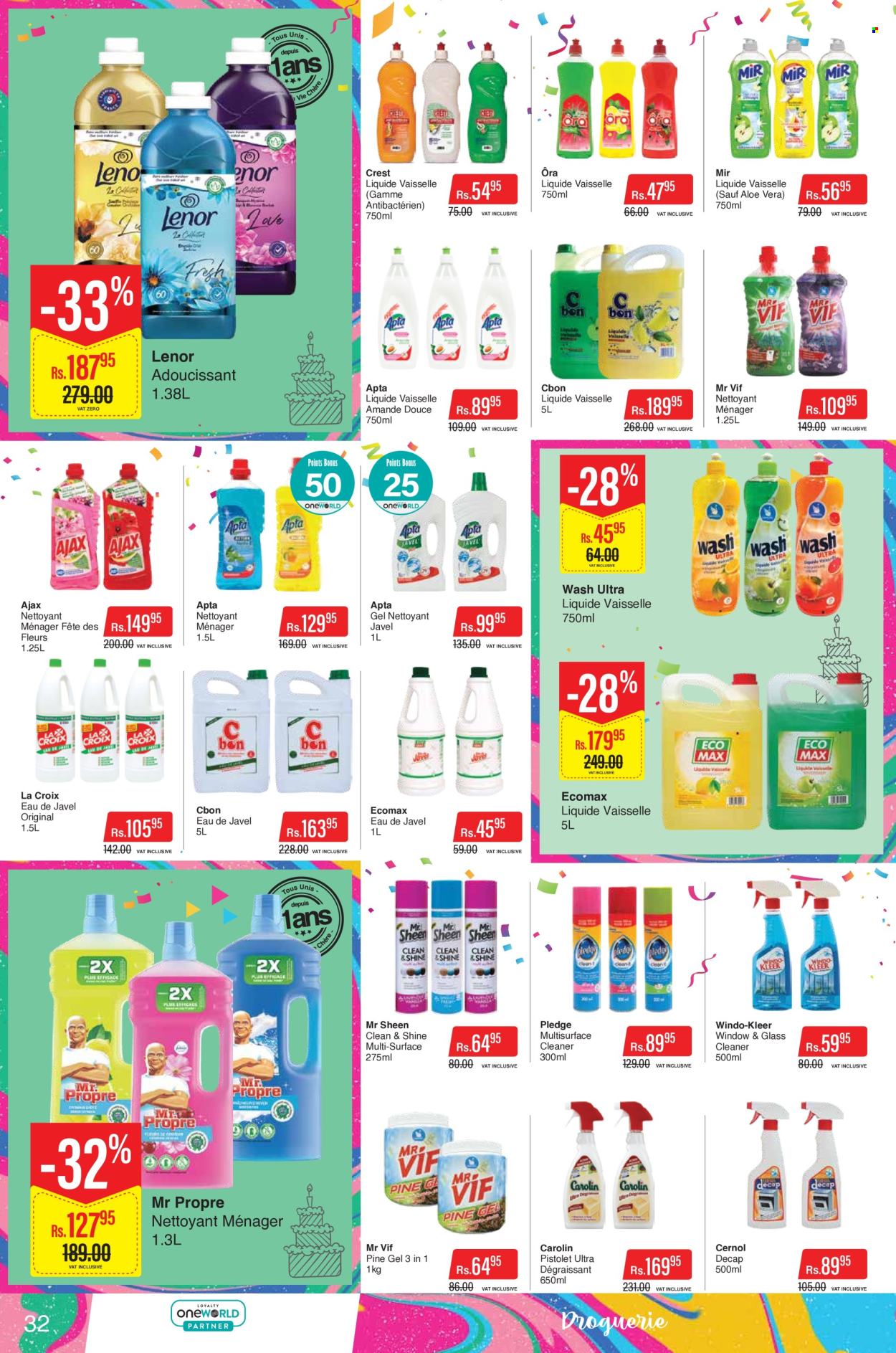 thumbnail - Intermart Catalogue - 21.10.2022 - 7.11.2022 - Sales products - cleaner, glass cleaner, Ajax, Pledge, Lenor, Crest. Page 32.
