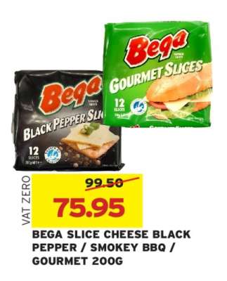 BEGA SLICE CHEESE BLACK PEPPER/SMOKEY BBQ/GOURMET 200G