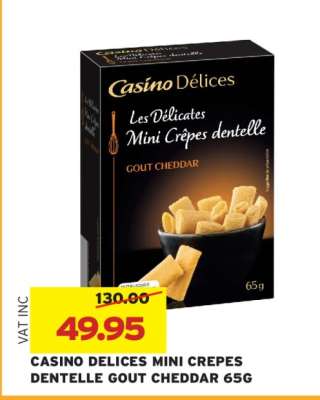 CASINO DELICES MINI CREPES DENTELLE GOUT CHEDDAR 65G