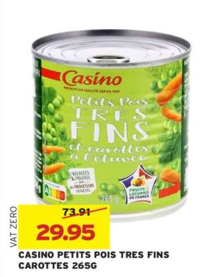 CASINO PETITS POIS TRES FINS CAROTTES 265G