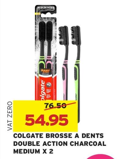 COLGATE BROSSE A DENTS DOUBLE ACTION CHARCOAL MEDIUM X 2