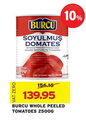 BURCU WHOLE PEELED TOMATOES 2500G
