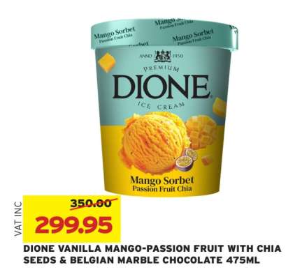 DIONE VANILLA MANGO-PASSION FRUIT WITH CHIA SEEDS & BELGIAN MARBLE CHOCOLATE 475ML