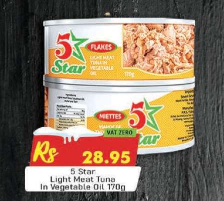 5 Star Light Meat Tuna in Vegetable Oil 170g