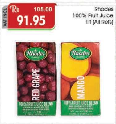 Rhodes 100% Fruit Juice 1lt (All Refs)