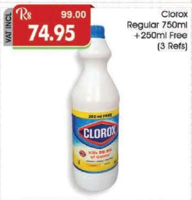 Clorox Regular 750ml + 250ml Free (3 Refs)