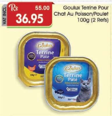 Goulux Terrine Pour Chat au Poisson/Poulet 100g (2 Refs)