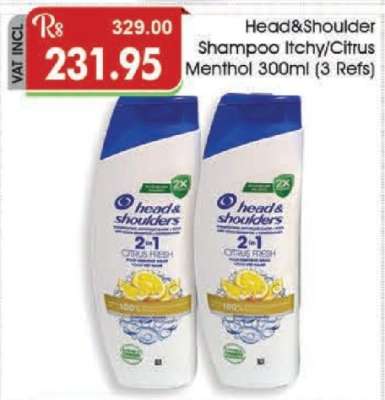 Head&Shoulder Shampoo Itchy/Citrus Menthol 300ml (3 Refs)