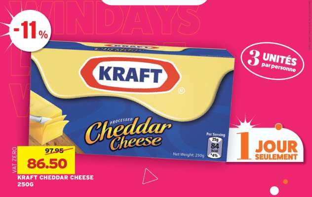 KRAFT CHEDDAR CHEESE 250G